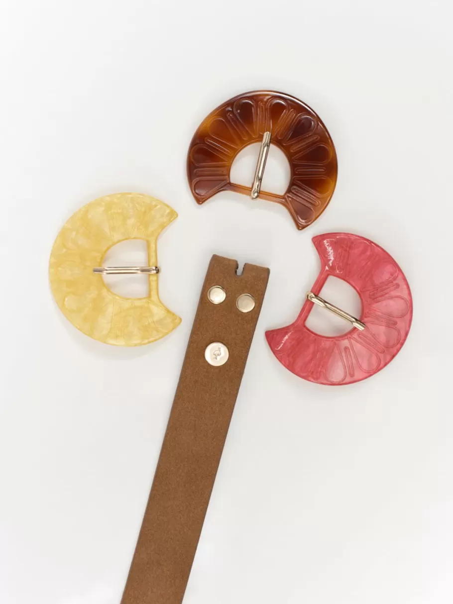 One Step Ceintures^Amor - Corps De Ceinture Caramel En Cuir Velours Certifie