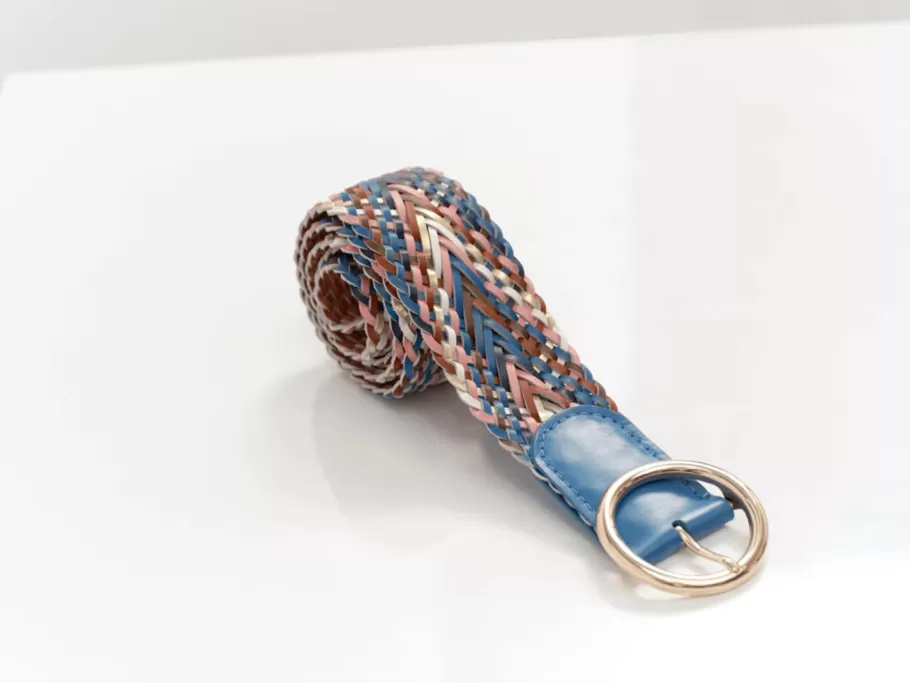 One Step Ceintures^Ayme - Ceinture Santorin Blue Cuir Tresse