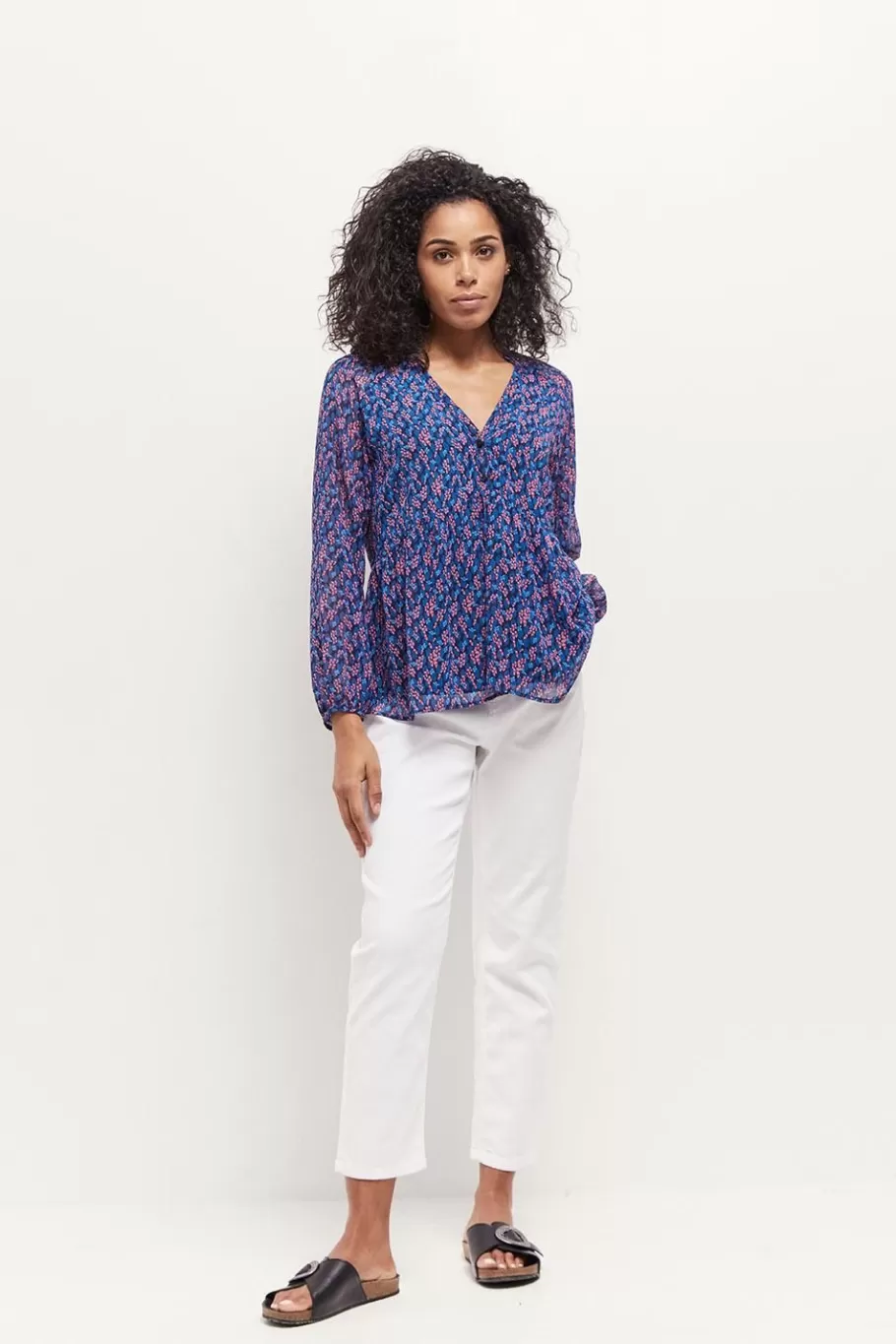 One Step Tops & Blouses^Ceres - Blouse Marine A Imprime Bouquet Graphique En Polyester Recycle