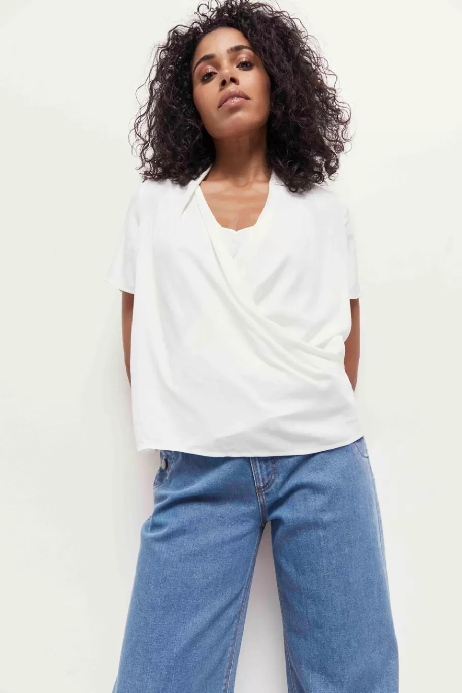 One Step Tops & Blouses^Corey - Top Ecru Lenzing Ecovero Forme Cache-Coeur