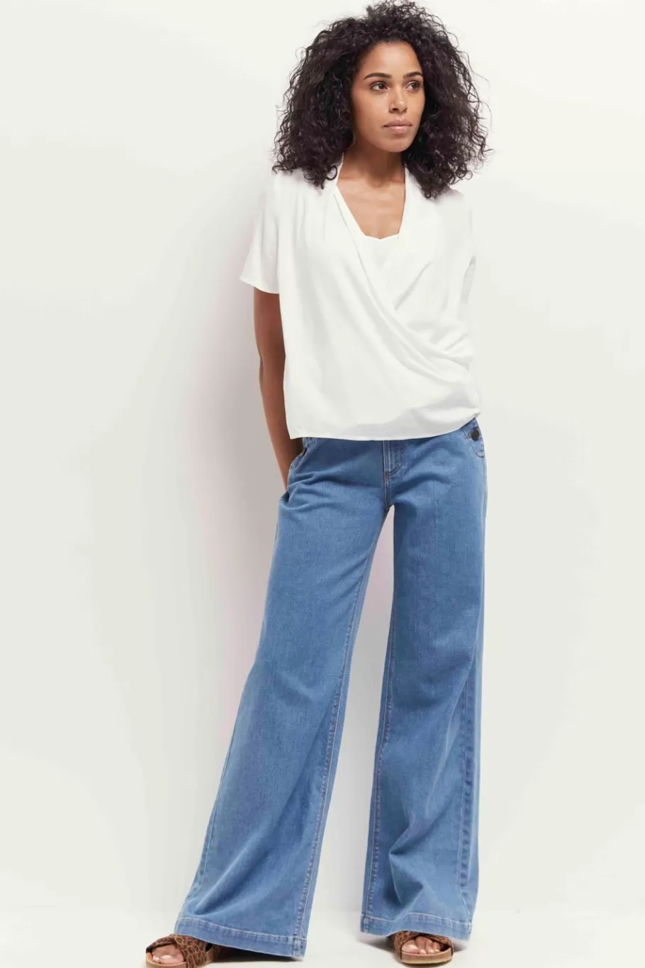 One Step Tops & Blouses^Corey - Top Ecru Lenzing Ecovero Forme Cache-Coeur