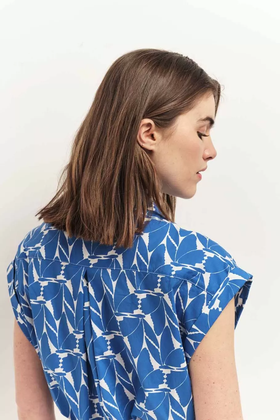 One Step Chemises^Cornelia - Chemise Santorin Blue A Imprime Papillon D'Azur