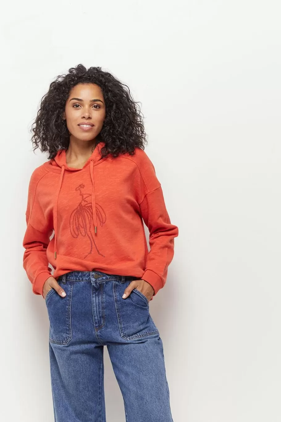 One Step Pulls, Gilets & Sweats^Maori - Sweat Capucine Coton Bio Visuel Danseuse Flocage Gomme Paillete