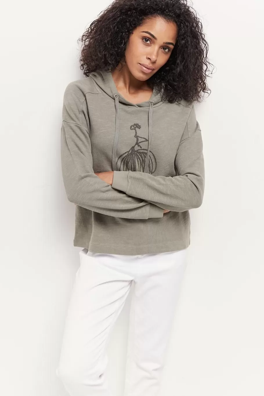 One Step Pulls, Gilets & Sweats^Maori - Sweat Vetiver Coton Bio Visuel Danseuse Flocage Gomme Paillete