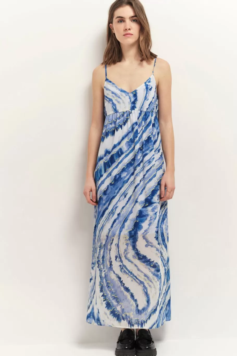 One Step Robes & Combinaisons^Rikka - Robe Longue Estate Blue A Imprime Vagues D'Azur