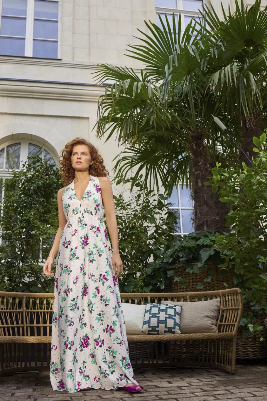 One Step Robes & Combinaisons^Rituel - Robe Longue Ecrue Borderie Anglaise A Imprime Jour De Fete