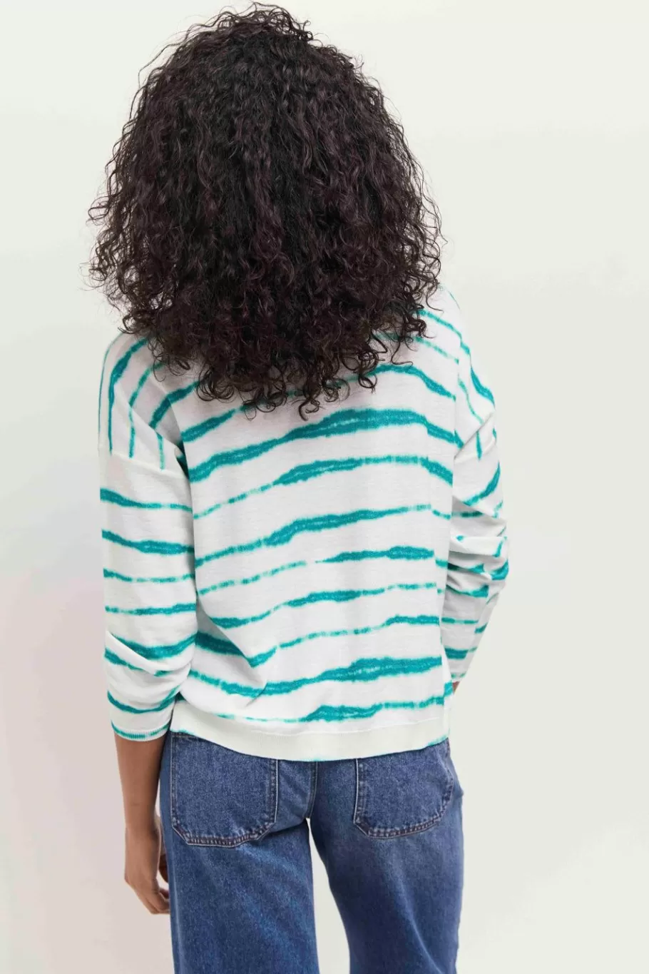 One Step Pulls, Gilets & Sweats^Tecla - Pull Jungle Green Tricot A Motif Rayures Flous