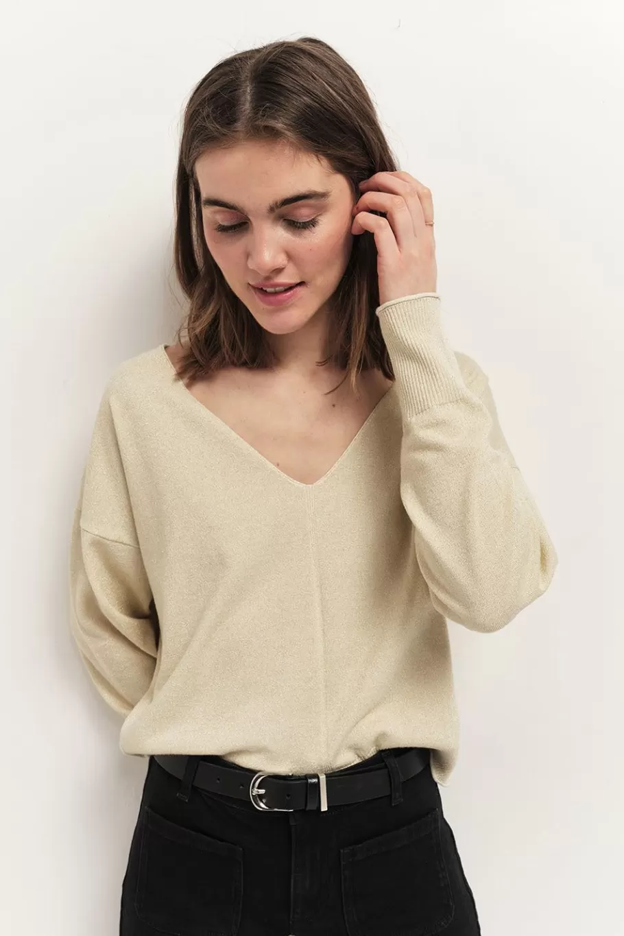 One Step Pulls, Gilets & Sweats^Tracy - Pull Coloris Platine En Tricot Fantaisie